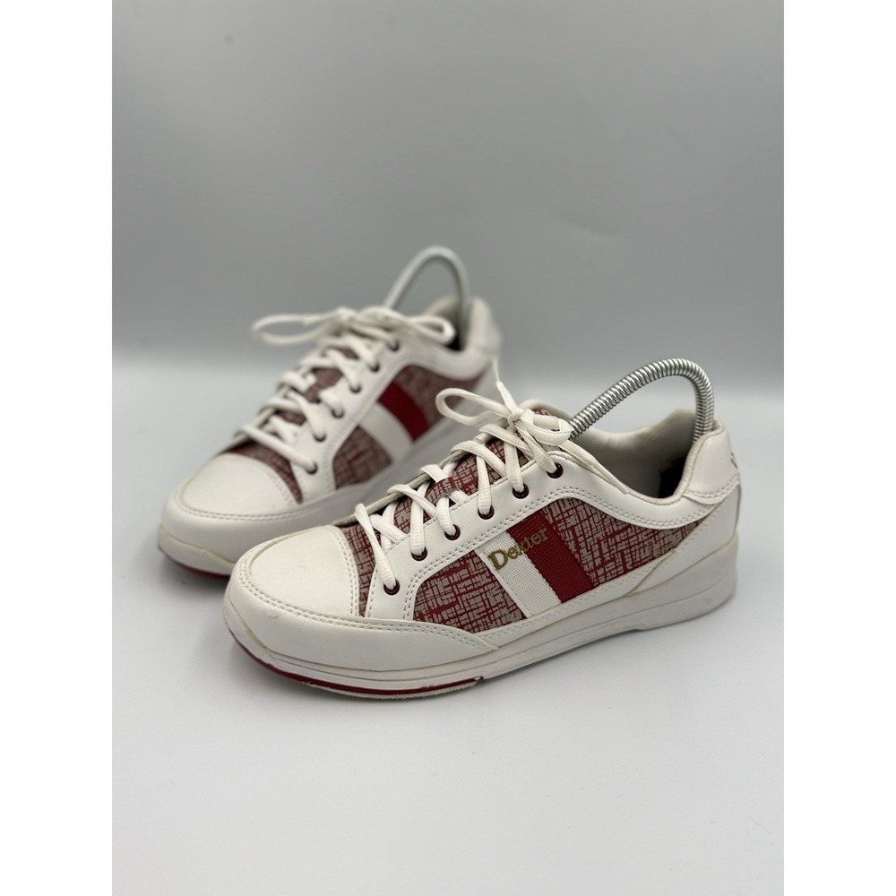 Dexter Lori Bowling Shoes Women's 8M White Red Accent Lace Up Slide Rite B4256-7